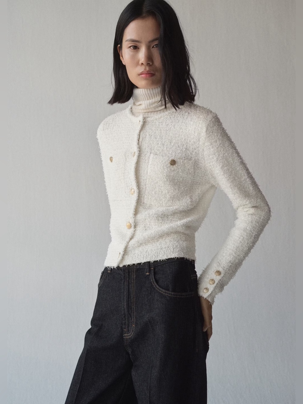 Mango Cream tweed jacket NWT